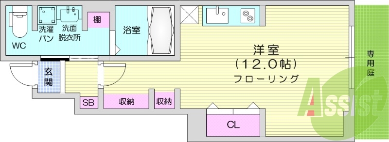 1R、宅配ボックス、追い焚き、浴室乾燥、ペット相談可