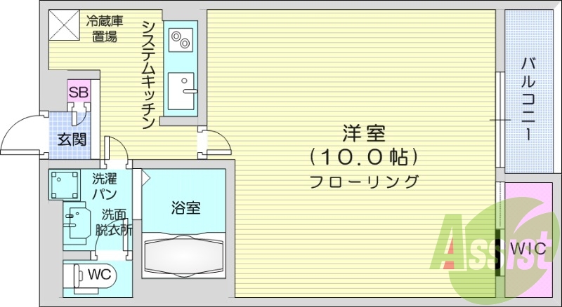 1K、インターネット無料、追い焚き機能、角部屋