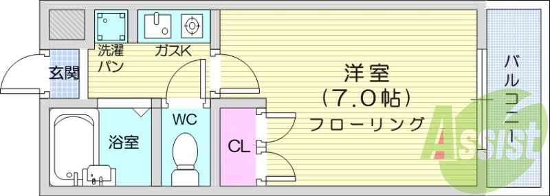 1K、オートロック、インターネット使用料無料。