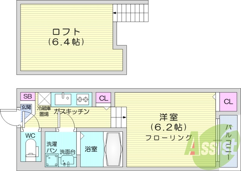 1K、モニター付きインターホン、独立洗面台、角部屋