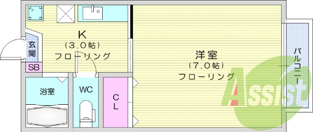 1K、ウォシュレット機能付きトイレ、モニタ付きインターホン