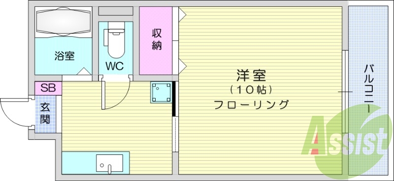 1K、オートロック、エアコン、モニタ付インターホン