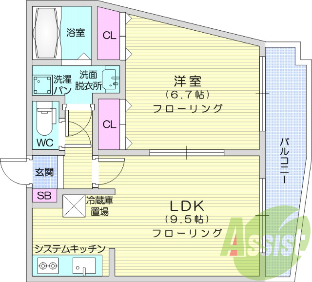 １LDK、フローリング、エアコン、クローゼット