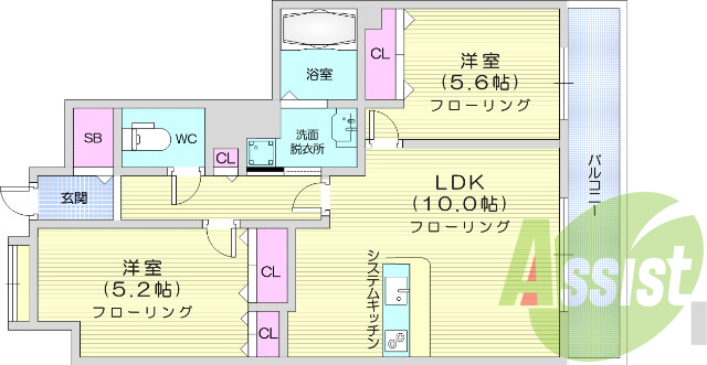 バス・トイレ別、独立洗面台、モニタ付きインターホン