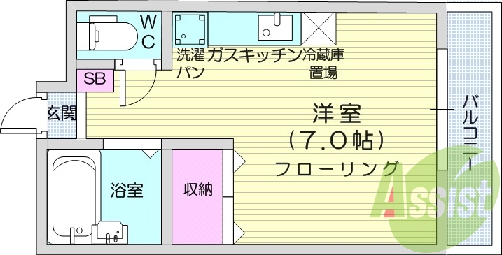 1R、エアコン、モニター付きインターホン