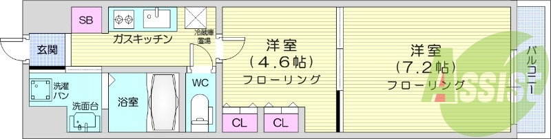 お写真は406号室のものです。参考にしてくださいませ。