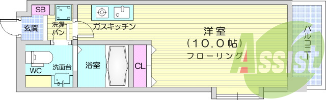1R、風呂、トイレ別、独立洗面台、追い炊き、シャワートイレ