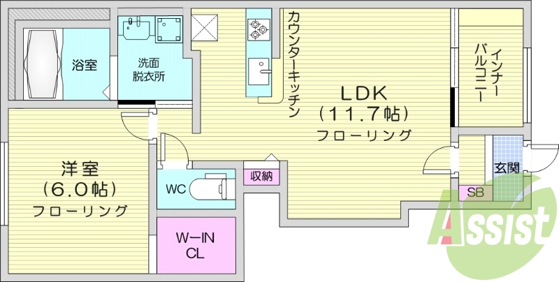 １LDK、エアコン２基、ネット無料、宅配ボックス