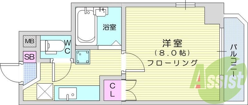 1K、エアコン、室内洗濯機置場、トイレ浴室別、クローゼット