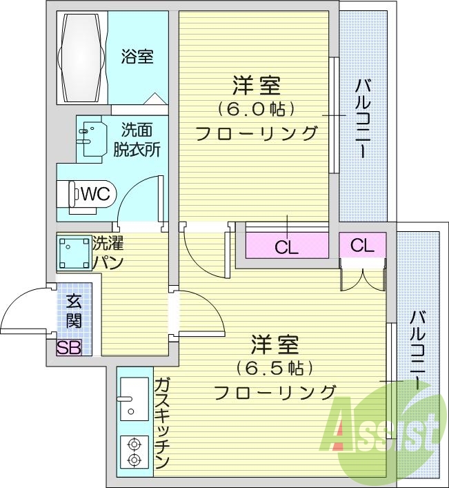 1Dk、エアコン、モニター付きインターホン、宅配ボックス