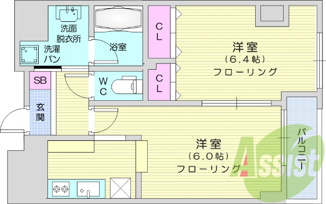 1LDK、浴室乾燥機、追焚機能、独立洗面台、バルコニー