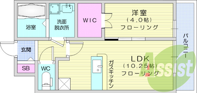1LDK、フローリング、エアコン、モニターホン