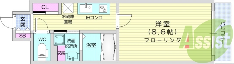 1Ｋ、ＩＨ2口コンロつき、シャンプードレッサー