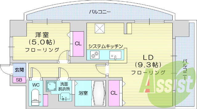 １LDK、オートロック、エレベーター、モニターインターホン