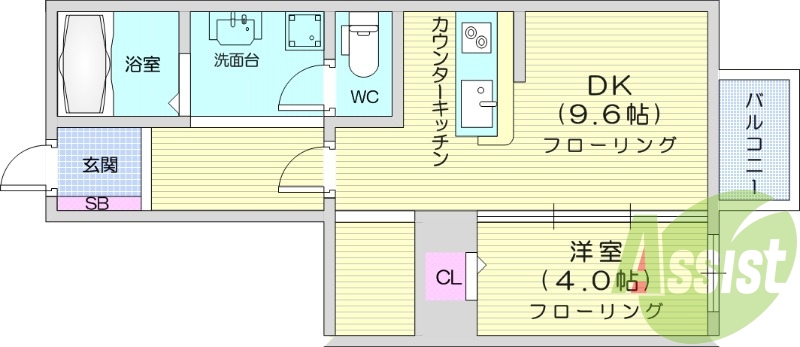 1SLDK、独立洗面台、ウォークインクローゼット