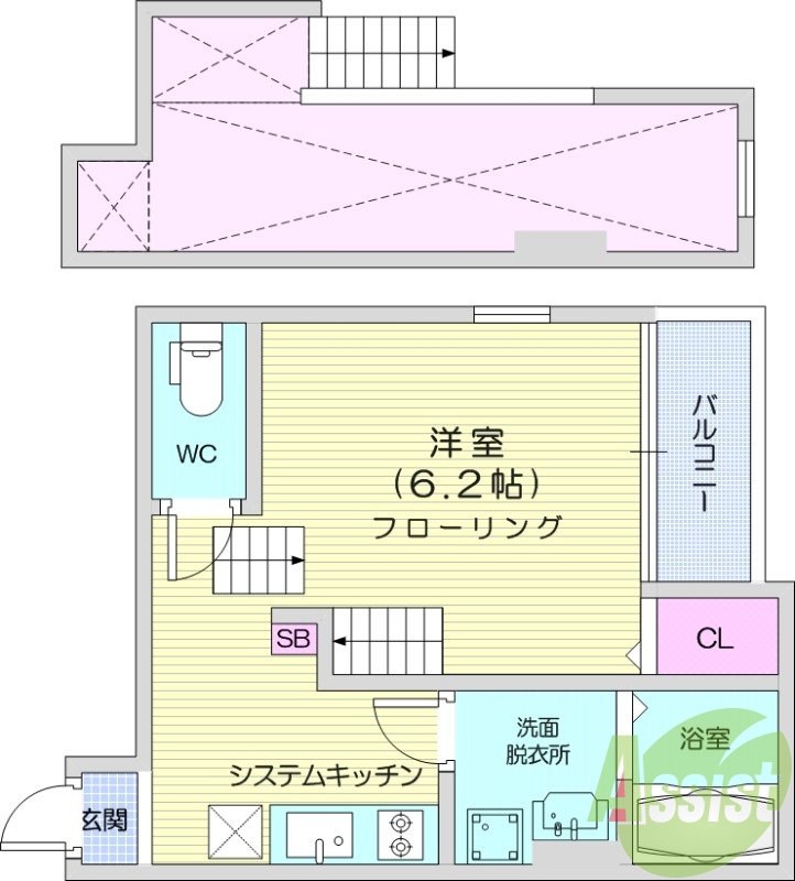1K、ネット使用料無料、専用ゴミ置き場、角部屋