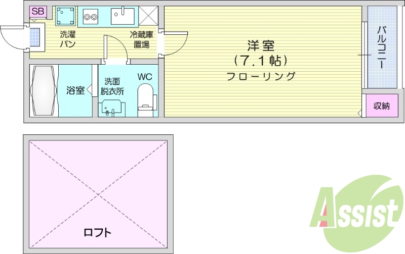 1K、インターネット対応、ネット使用料不要