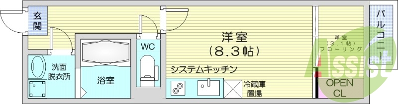 1LDK、浴室乾燥機、追い焚き、バス・トイレ別、ネット無料