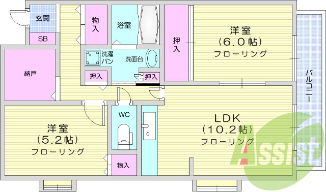 1LDK、BSアンテナ、駐輪場、室内洗濯機置場