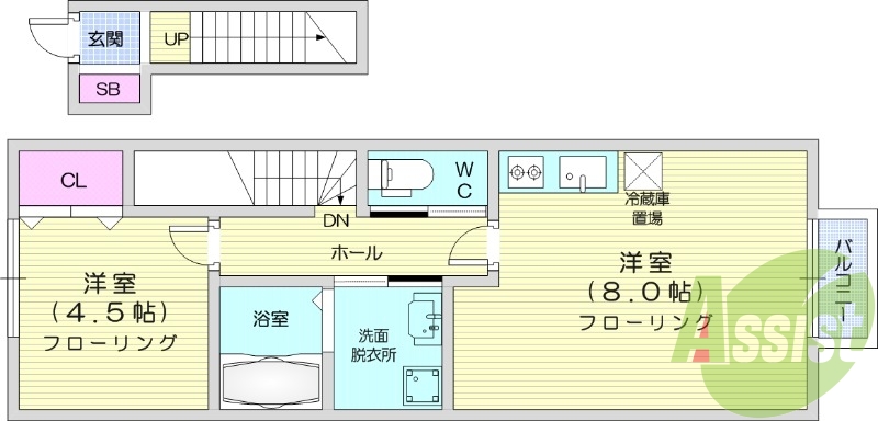 １LDK、温水洗浄便座、浴室乾燥機、シャンプードレッサー