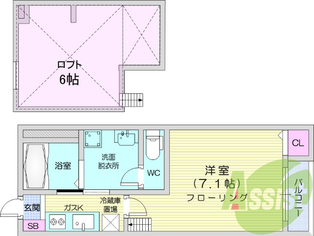 お写真は101号室のものです。参考にしてくださいませ。