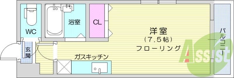 １R、温水洗浄便座、システムキッチン、エアコン