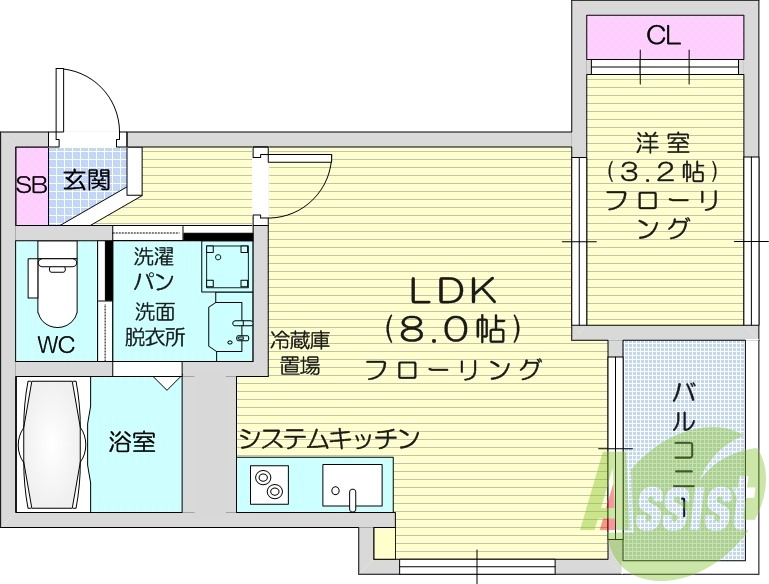 1LDK、オートロック、ペット可、ネット無料
