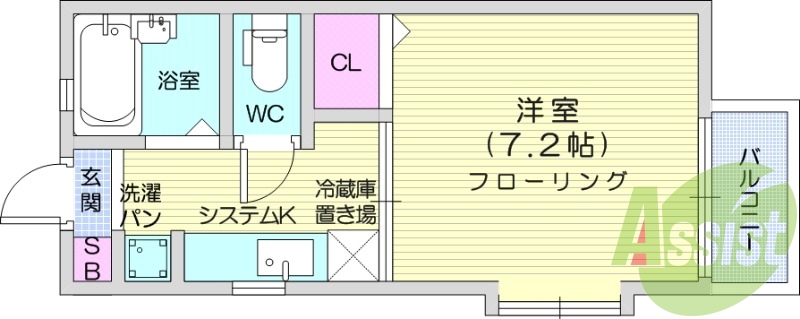 1K、エアコン、温水洗浄便座、TV付インターホン。
