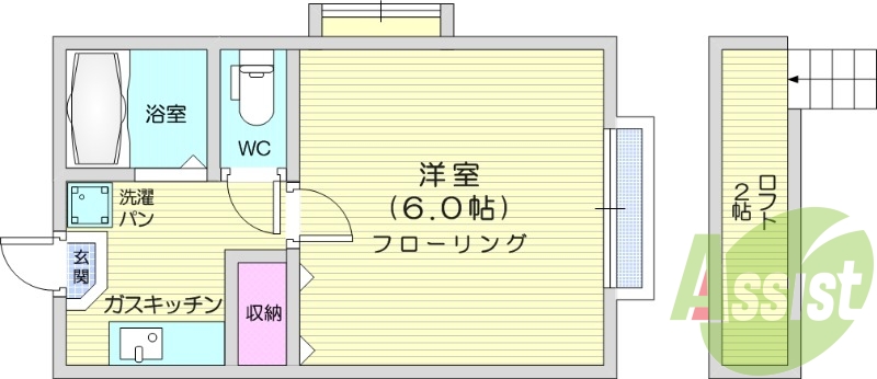 1K　追い焚き機能　給湯器　バストイレ別　エアコン