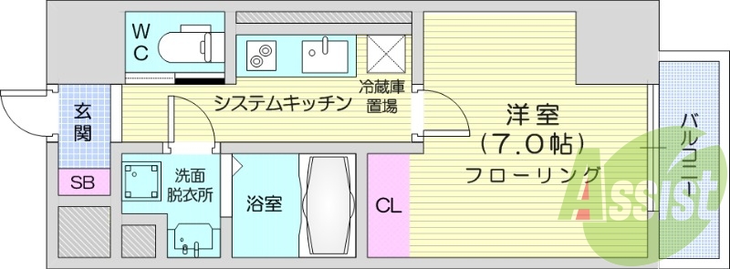 1K、浴室乾燥、追い焚き、IH２口、宅配ボックス、防犯カメラ