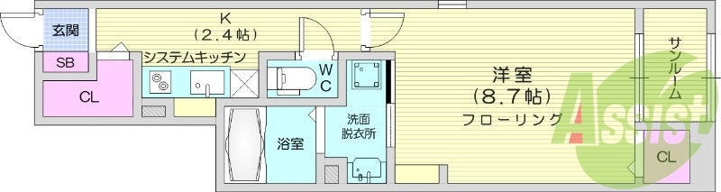 1K、追い焚き、オール電化、ネット無料、宅配BOX
