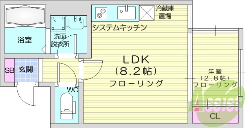 1LDK、オートロック、ペット可、ネット無料