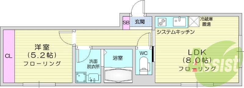 1LDK、オートロック、ペット可、ネット無料