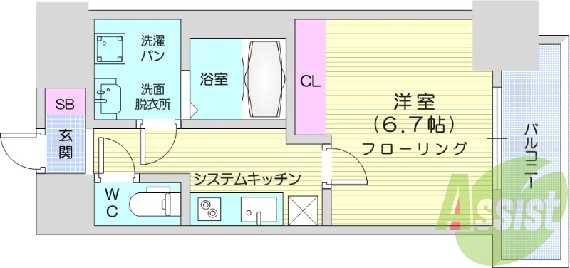 1K、オートロック、ネット無料、追い焚き、宅配BOX。