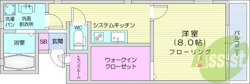 1K、ネット無料、浴室乾燥機、宅配BOX。