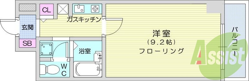 1K、バストイレ別、エレベーター、エアコン、インターホン