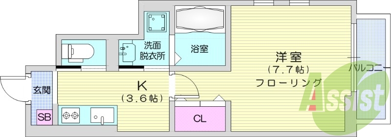 1K、浴室乾燥、洗面化粧台、ネット無料、エアコン