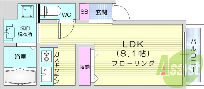 １K、ロフト、独立洗面台、エアコン、システムキッチン