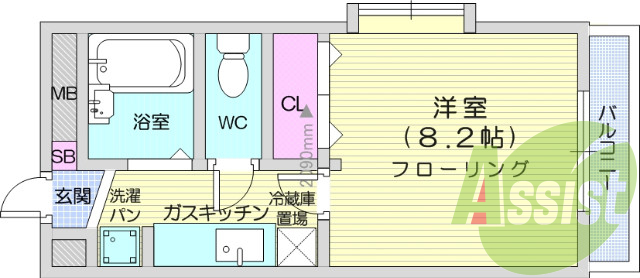 1K、都市ガス、オートロック、防犯カメラ、エアコン