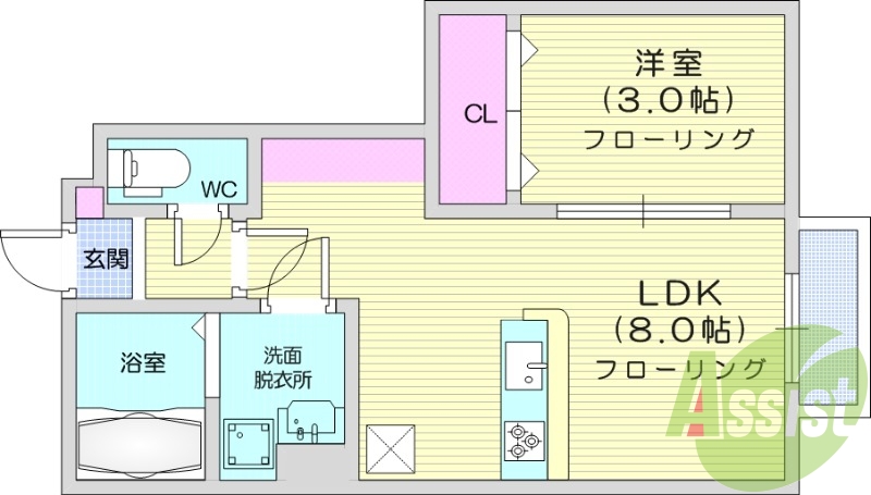 １LDK、エアコン、独立洗面台、防犯カメラ