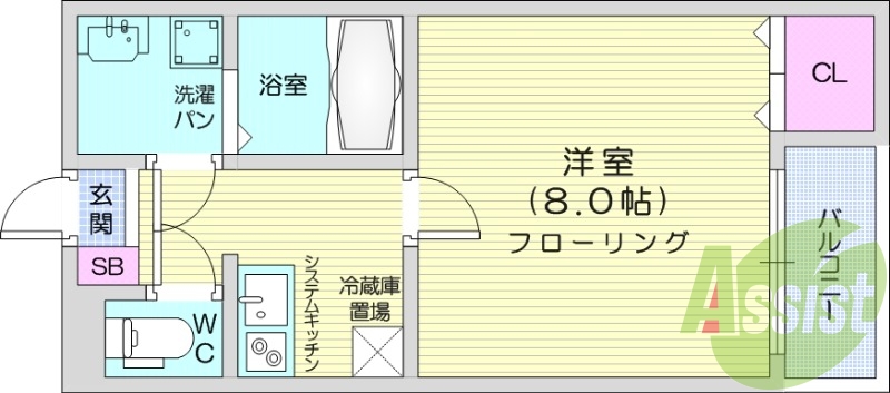 1K、追い焚き、ネット無料、オートロック。