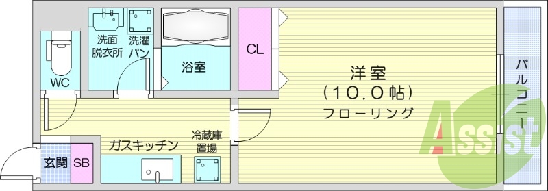 １K、エアコン、都市ガス、インターネット無料
