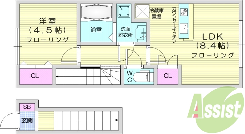 1LDK、ペット可能、追炊き、ネット無料、IH、独立洗面台