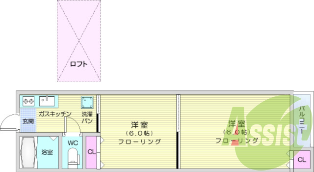 2K、モニター付きインターホン、バストイレ別。