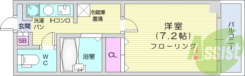 南北線北四番丁駅徒歩圏内、1K、都市ガス仕様