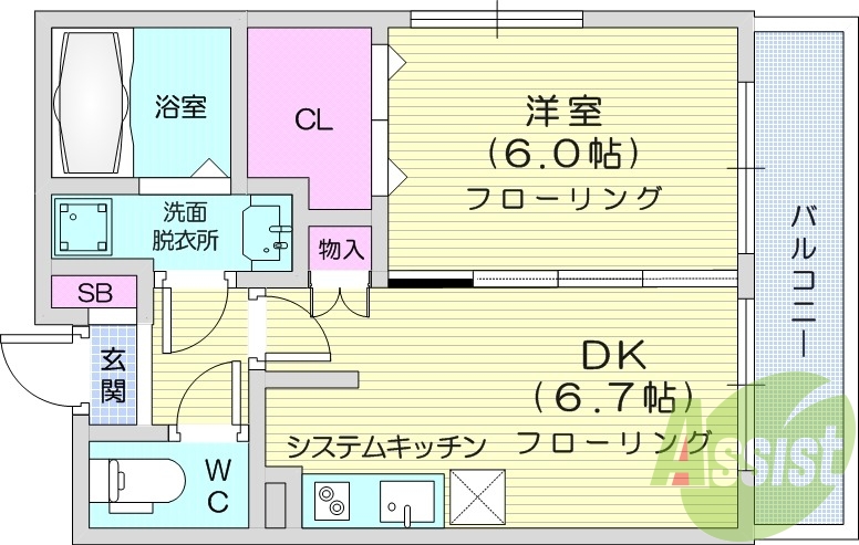 1DK　追い炊き機能　独立洗面台　インターネット無料
