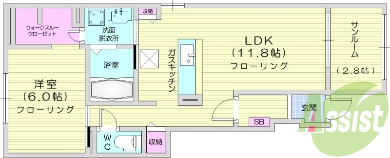 1LDK　追い炊き機能　独立洗面台　浴室乾燥機　ネット無料