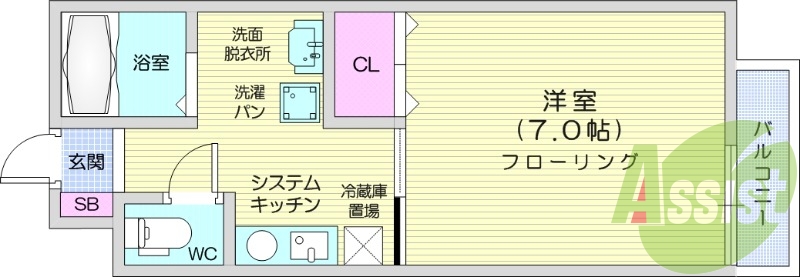 1K、追い焚き機能付き、インターネット無料