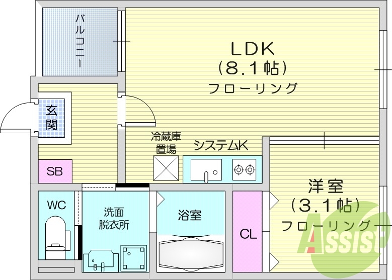 1LDK　追い焚き機能　浴室乾燥機　インターネット無料