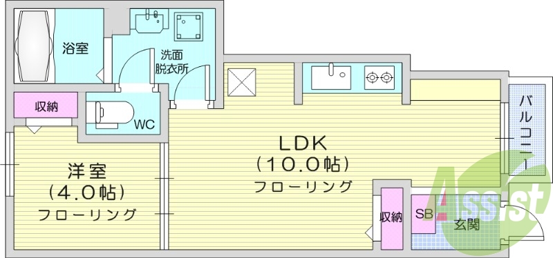 １LDK、追い焚き機能、浴室乾燥機、システムキッチン